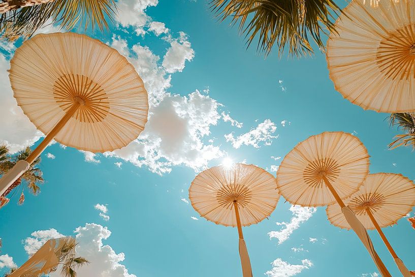 Parasols under a blue sky by Poster Art Shop