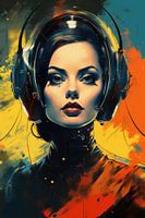 Création numérique d'une très belle femme dans le style d'une affiche de science-fiction vintage