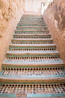 Tiles on stairs | Arabian palace | El Badi | Marrakech Morocco