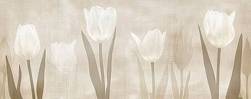 Beige Tulpen Schilderij van Modern Collection