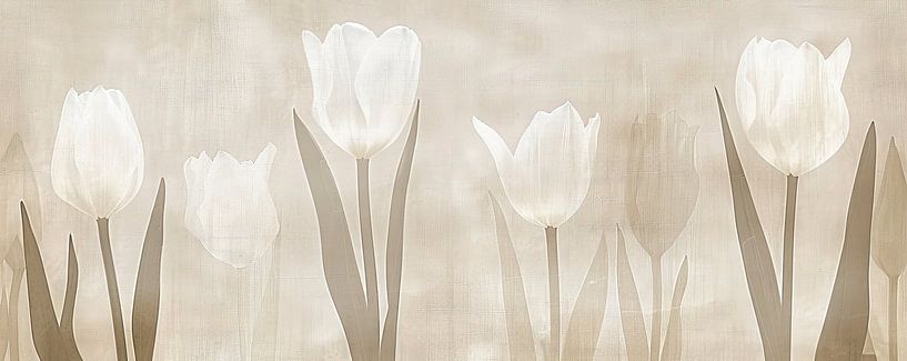 Beige Tulpen Schilderij van Modern Collection