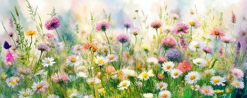 L'été ! Peinture panoramique avec des fleurs sauvages sur Studio Pieternel