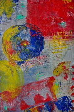 Zon en maan in rood abstract van Iris Holzer Richardson