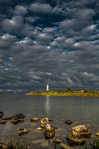 Leuchtturm von Breezanddijk im Abendlicht