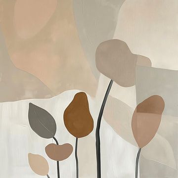 Minimalisme abstrait fleurs tons de terre sur Mel Digital Art