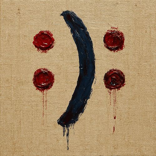 Two Stories in Deep Red & Dark Blue