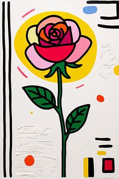 Moderne pop art roos van Art & Soul Creations
