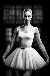 Graceful En Pointe: A Ballerina's Elegance van PixelMint.