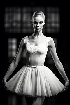 Graceful En Pointe: A Ballerina's Elegance by PixelMint.