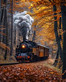 Historischer Zug im Herbstwald