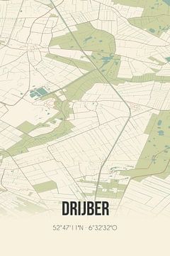 Vintage landkaart van Drijber (Drenthe) van Rezona