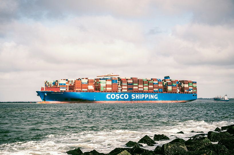 Container ship of COSCO SHIPPING leaving the port of Rotterdam by Sjoerd van der Wal Photography