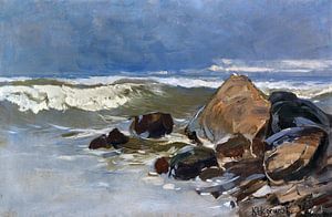 Strand bei Lohme mit Felsen, KARL HAGEMEISTER, Um 1908