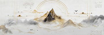 Artwork of Chinese ink on rice paper as a panorama by Digitale Schilderijen