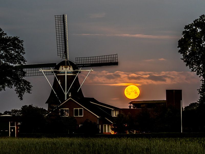 The Mill with SuperMoon by WILBERT HEIJKOOP photography