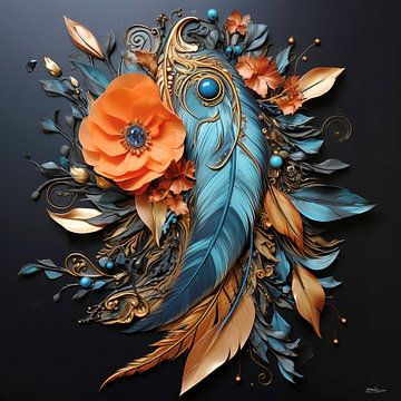 plumes colorées sur Gelissen Artworks
