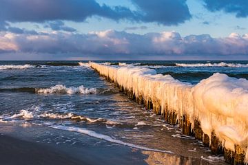 Winter on shore of the Baltic Sea van Rico Ködder