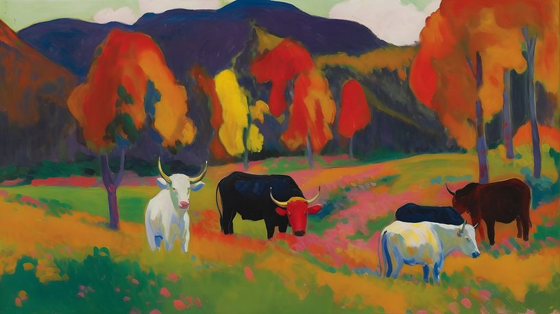 Scottish Highlanders grazing by FJB