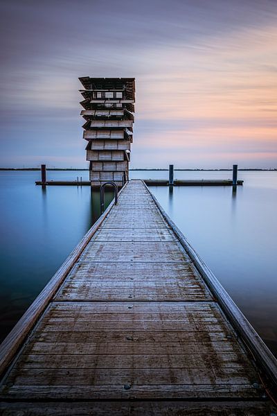Watch tower Tureluur during sunset by Leon Okkenburg