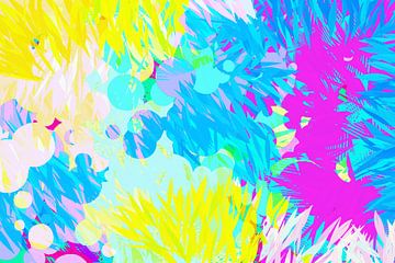 Pop der Farbe. Abstrakte Kunst in Neonfarben. Rosa Seifenblasen von Dina Dankers