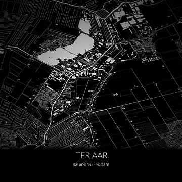 Zwart-witte landkaart van Ter Aar, Zuid-Holland. van Rezona