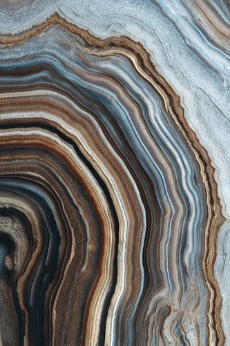Abstracte agaat met blauwe en bruine ringen als decoratie