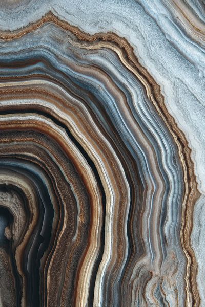 Abstract agate with blue and brown rings as decoration by Digitale Schilderijen