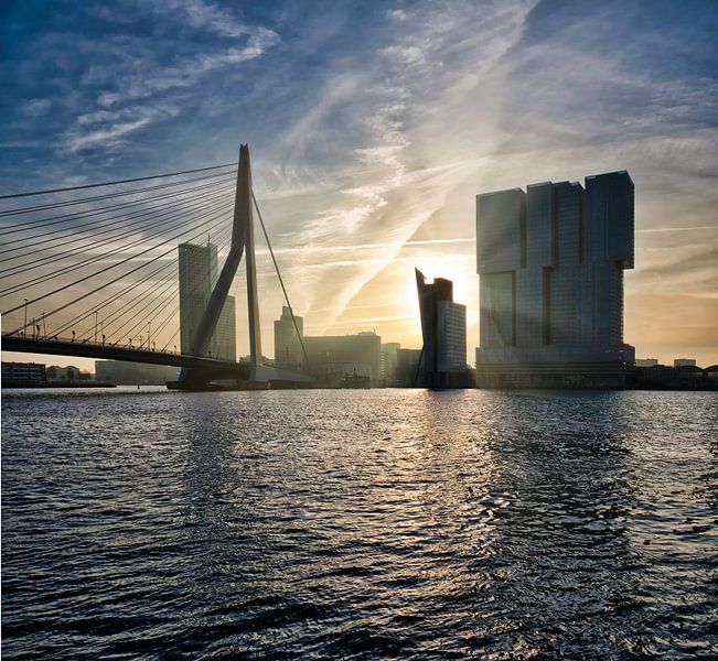 Panorama Rotterdam skyline Manhattan aan de Maas. van Hille Bouma