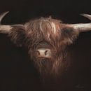 Stoer digitaal artwork schotse hooglander schilderij van Emiel de Lange thumbnail