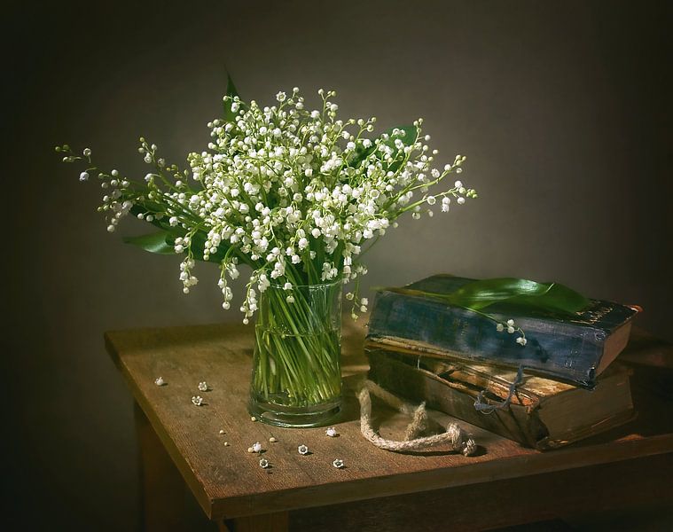 still life with a bouquet of lilies of the valley by Mykhailo Sherman