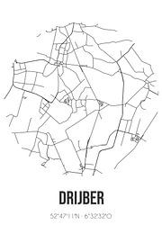 Drijber (Drenthe) | Map | Black and white by Prints of Place