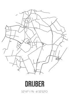 Drijber (Drenthe) | Carte | Noir et blanc sur Rezona