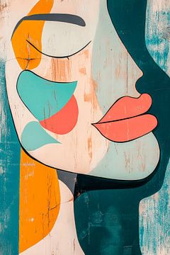 Abstract face in soft colours by Poster Art Shop