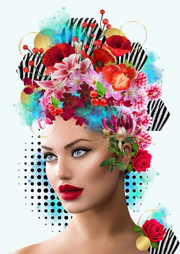 Flower woman blauw en rood