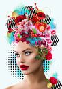 Flower woman blauw en rood van Postergirls thumbnail