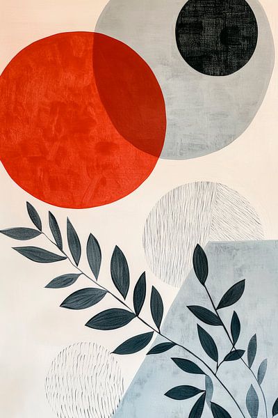 Geometrische compositie met plantenelementen van Poster Art Shop