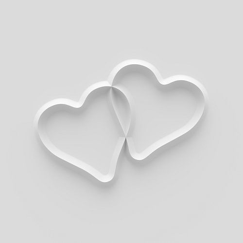 Zwei plastische Herzen in Weiß