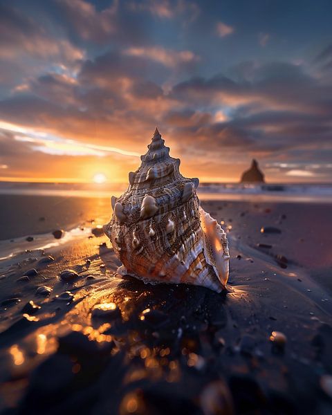 Goldumrandete Meeresmuschel von fernlichtsicht