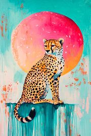 Cheetah in a colourful sunset by Poster Art Shop