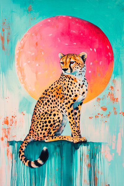 Gepard im bunten Sonnenuntergang von Poster Art Shop