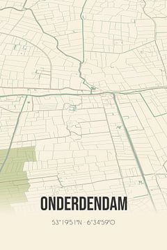 Vintage landkaart van Onderdendam (Groningen) van Rezona
