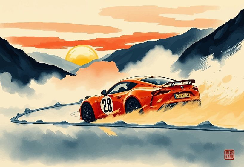 Alpine A110 - Mist en beweging Japanse kunst van MIROKKU
