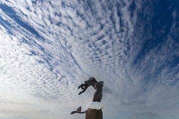 Zeemeermin tegen de achtergrond van prachtige wolken van Yanuschka Fotografie | Noordwijk