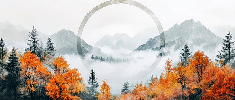 Autumn landscape in the fog - Mystical by Poster Art Shop
