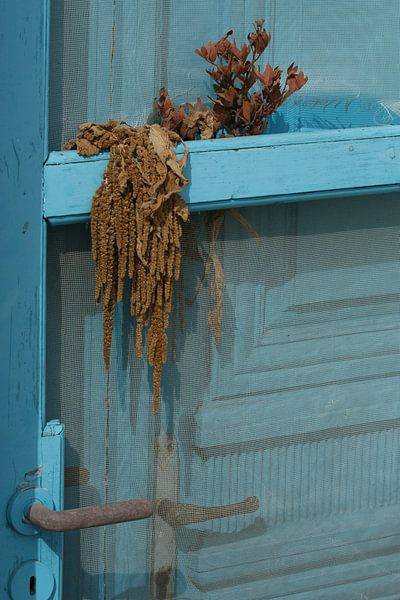 Porte bleue sur une île grecque par Simone Meijer