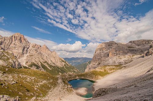 Mountain scenery and lake in the Dolomites, Italy