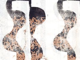 Art abstrait moderne. Formes en terre cuite et noir sur blanc. sur Dina Dankers