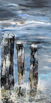 Strandpalen van Rita Tielemans Kunst