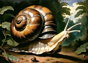 Die vorbeiziehende dreiäugige Weinbergschnecke