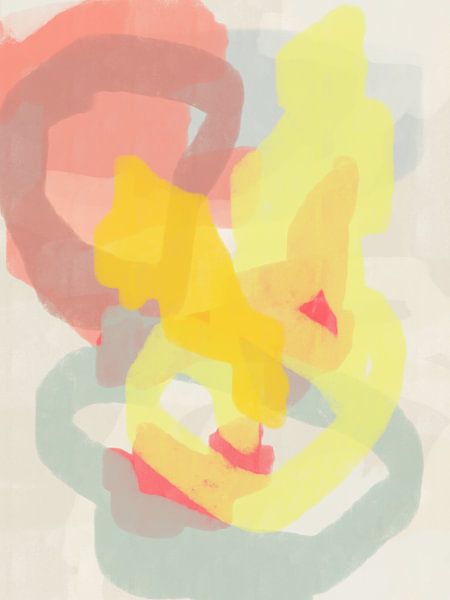 Yellow, pink, grey and white. Modern abstract art. by Dina Dankers